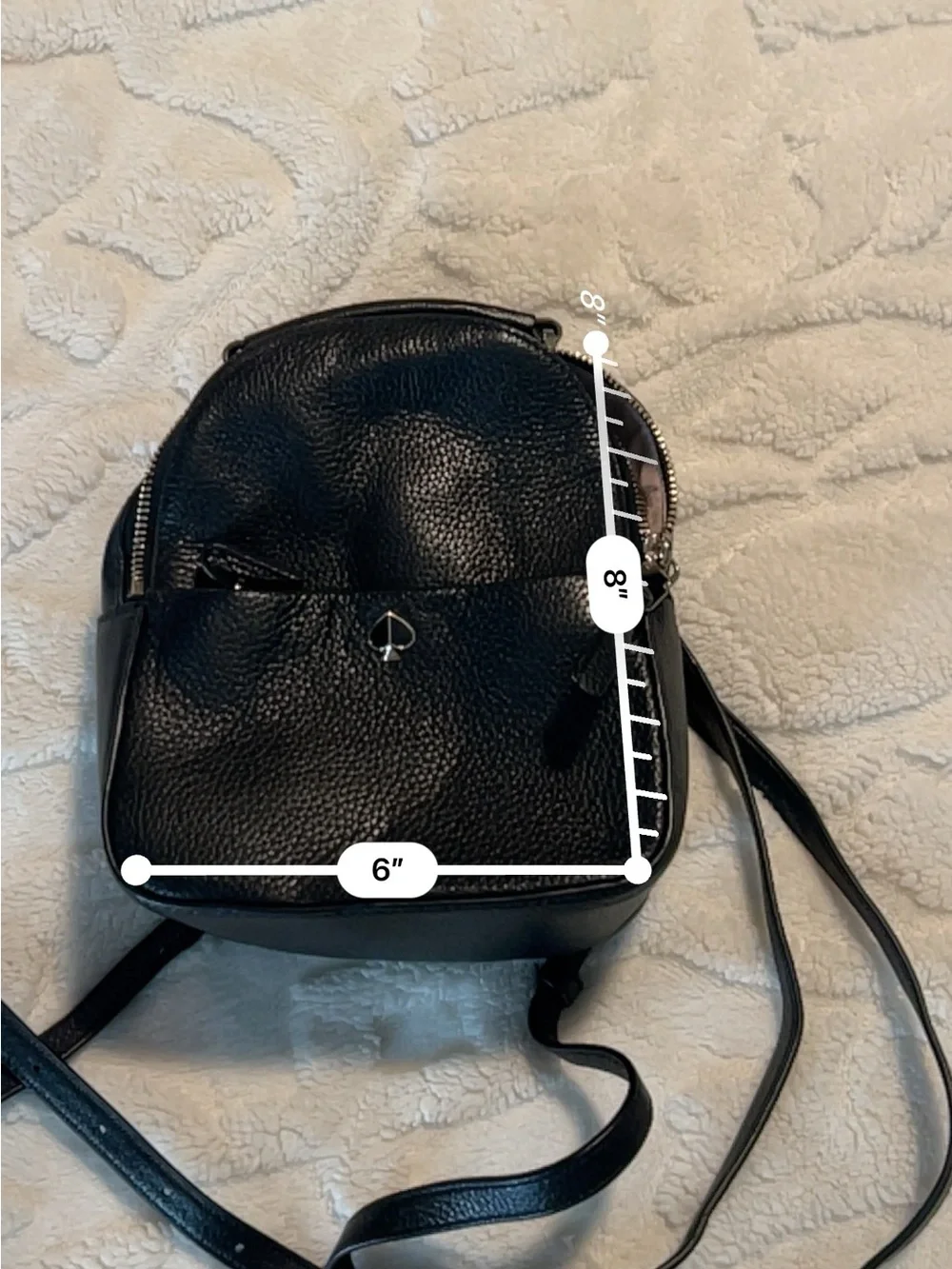 kate spade Black Pebbled Leather Mini Backpack with Spade Logo